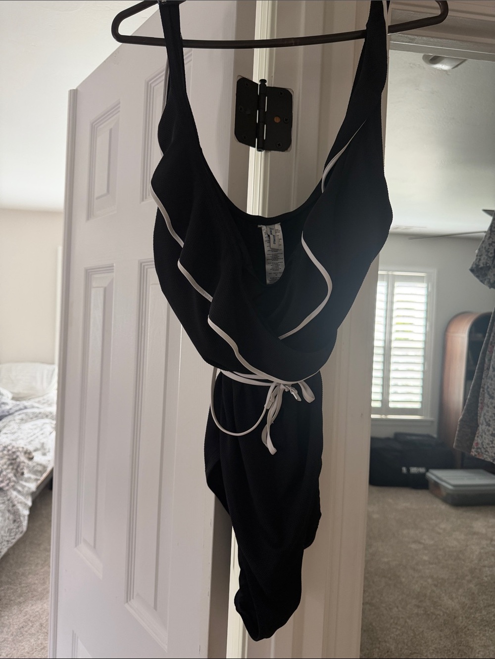 Tommy Bahama Black One-Piece Swimsuit with White Trim